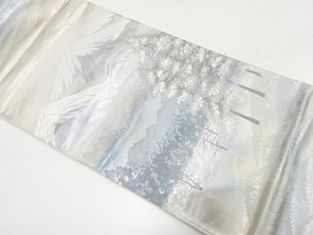 JAPANESE KIMONO / FUKURO OBI / WOVEN MOUTAIN SCENERY